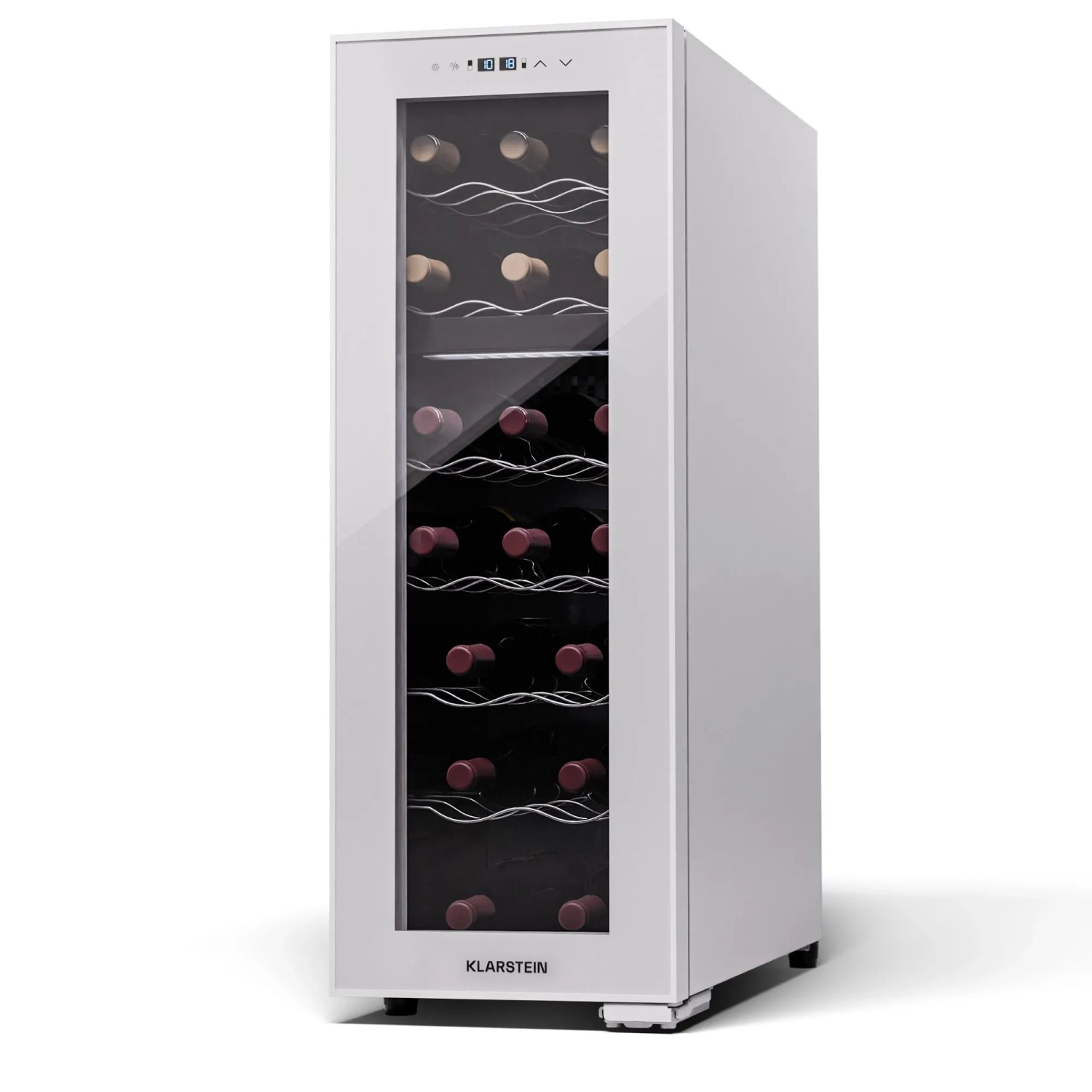 Klarstein Shiraz 18 Duo Weinkühlschrank 2 Zonen 53 L 18 Flaschen 5-18 °C Touch Weiß