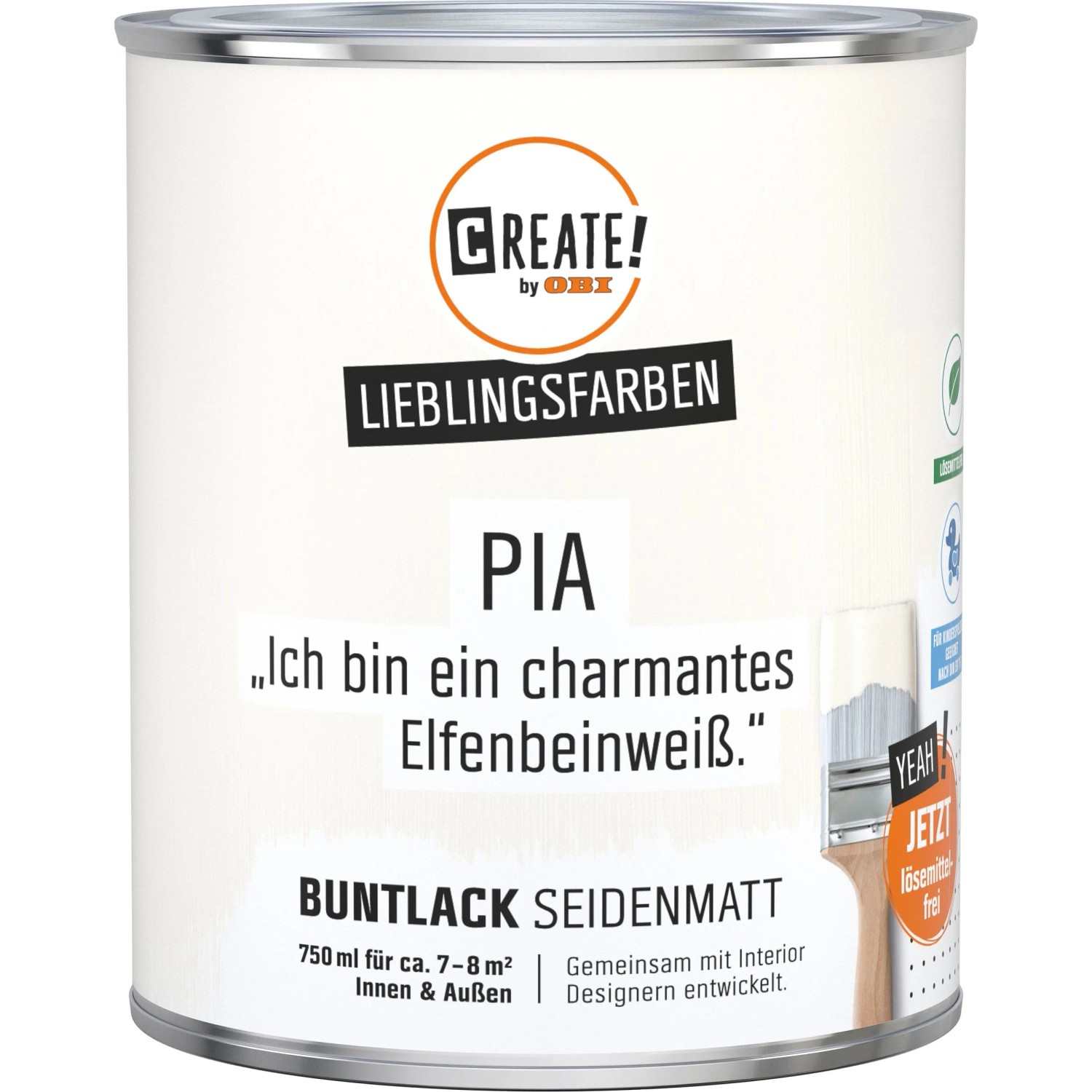 Dose CREATE! by OBI Buntlack Pia Elfenbeinweiß, seidenmatt.