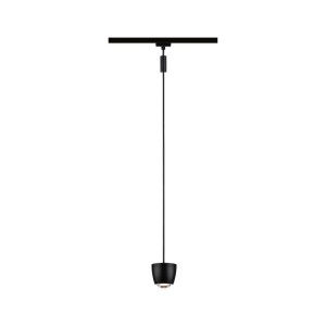 Schwarze Paulmann Tyros URail Pendelleuchte mit RGBW LED, dimmbar. Kugellinse, Smart Home Zigbee für LED-Schienensysteme.