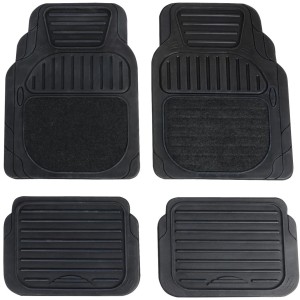 Unitec Auto Fußmatten Deluxe, 4-teilig, mit Textileinsatz, universell zuschneidbar.
