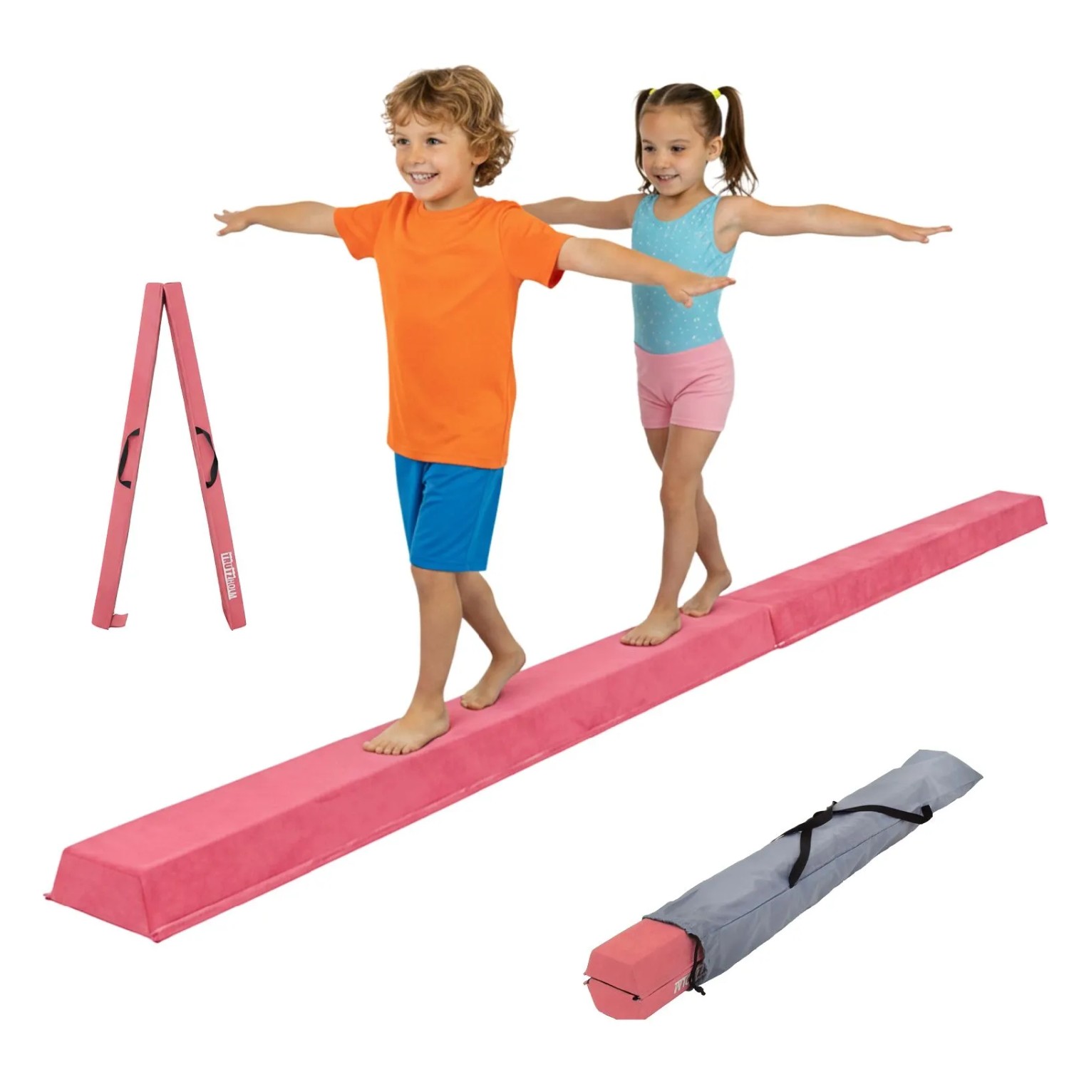TRUTZHOLM Schwebebalken Klappbar mit Tragetasche Länge 270cm Tragkraft 100kg Pink