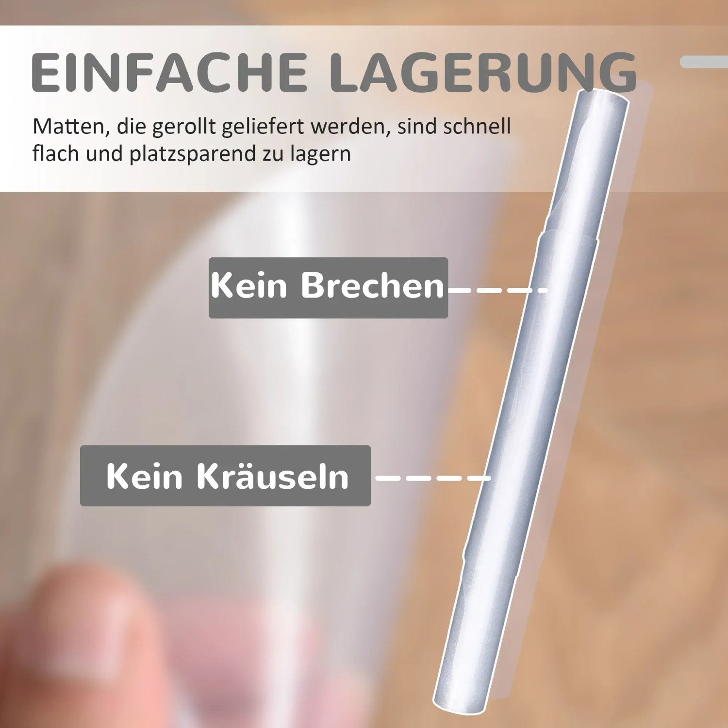 Gerollte HOMCOM Bodenschutzmatte: Einfache Lagerung ohne Brechen oder Kräuseln.