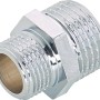 Verchromter Gewinde-Reduziernippel aus Messing, Ø 21 mm x Ø 16,7 mm, für Gewindefittings.