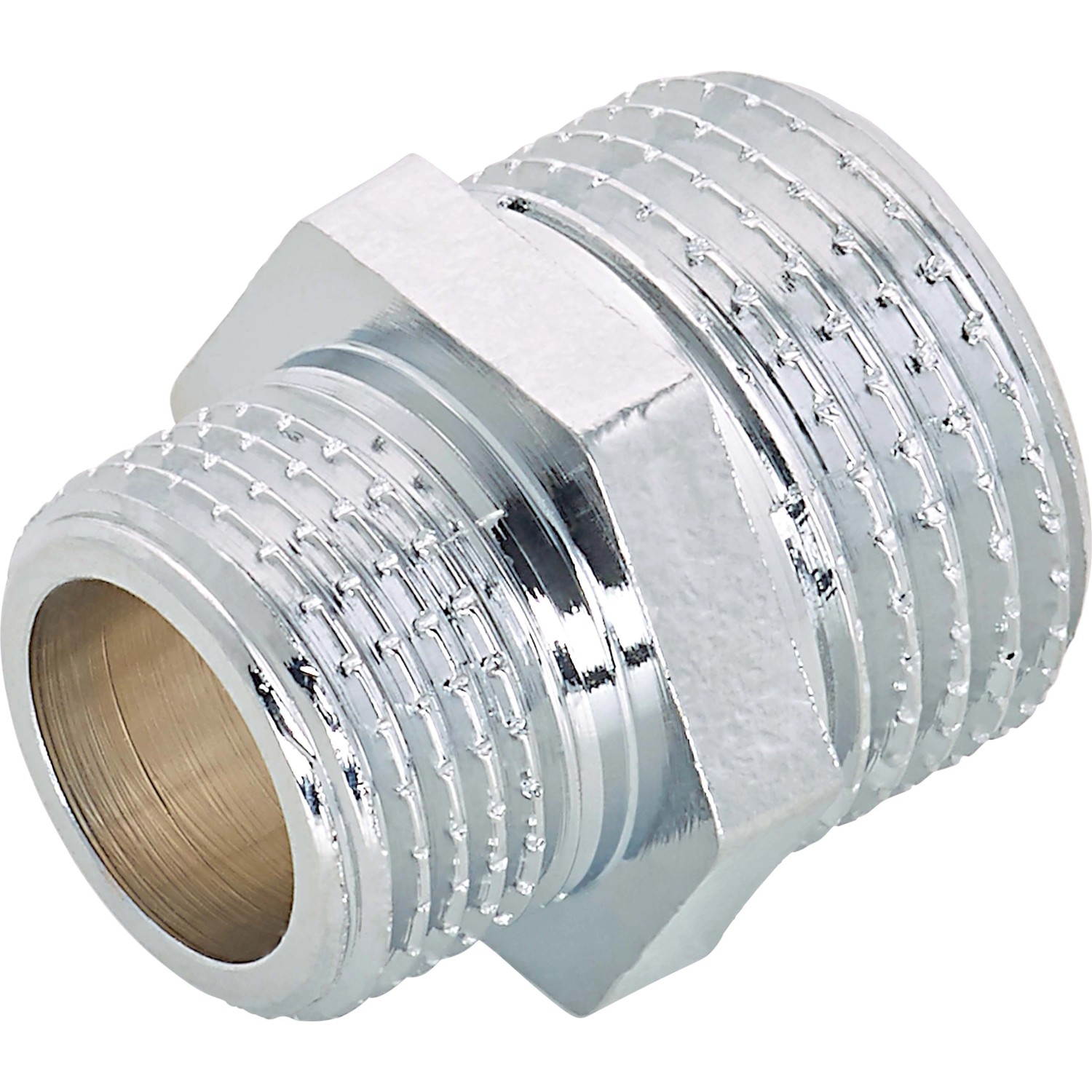 Gewinde-Reduziernippel Ø 21 mm x Ø 16,7 mm Messing Verchromt
