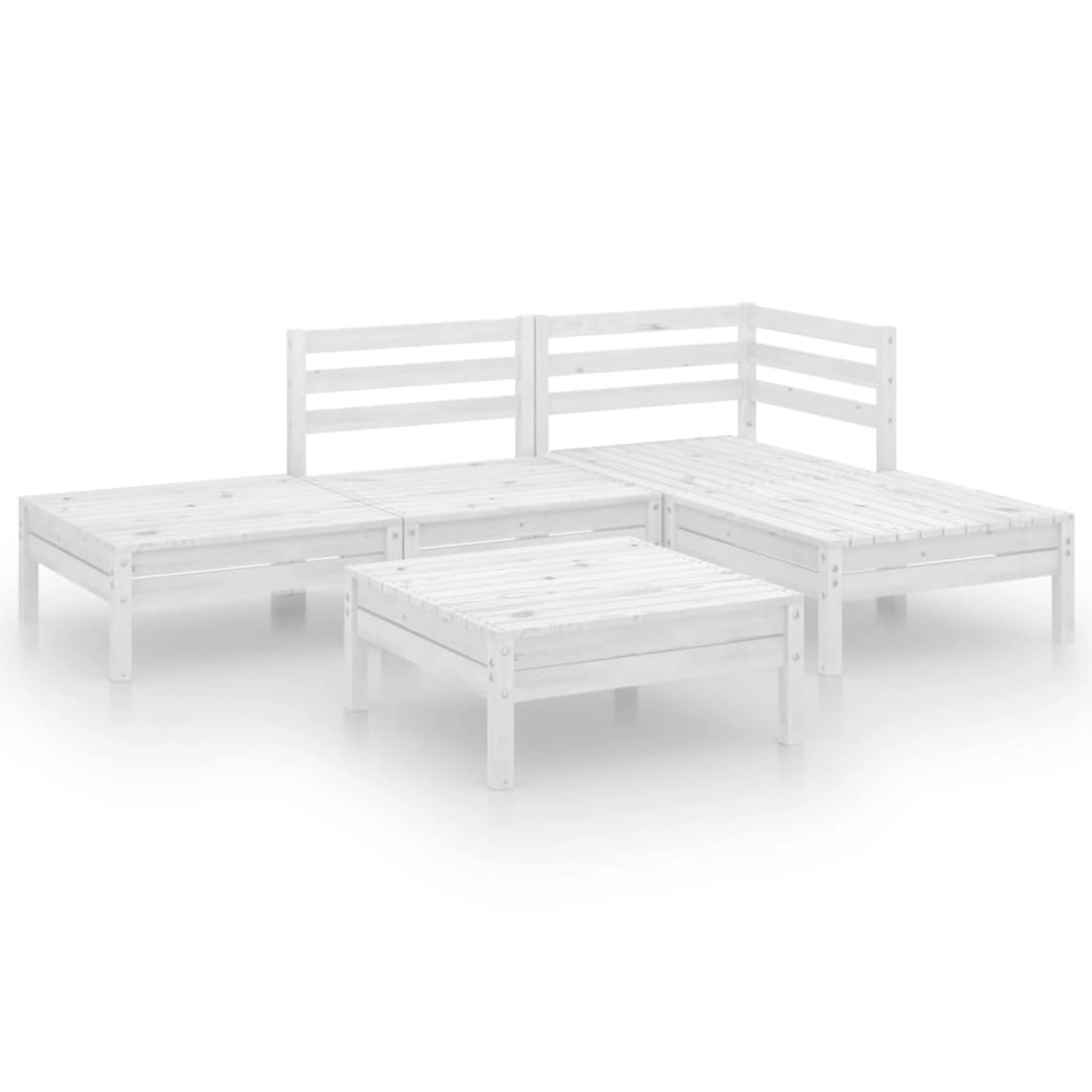 vidaXL 5-tlg Garten-Lounge-Set Massivholz Kiefer Weiß Modell 1 günstig online kaufen