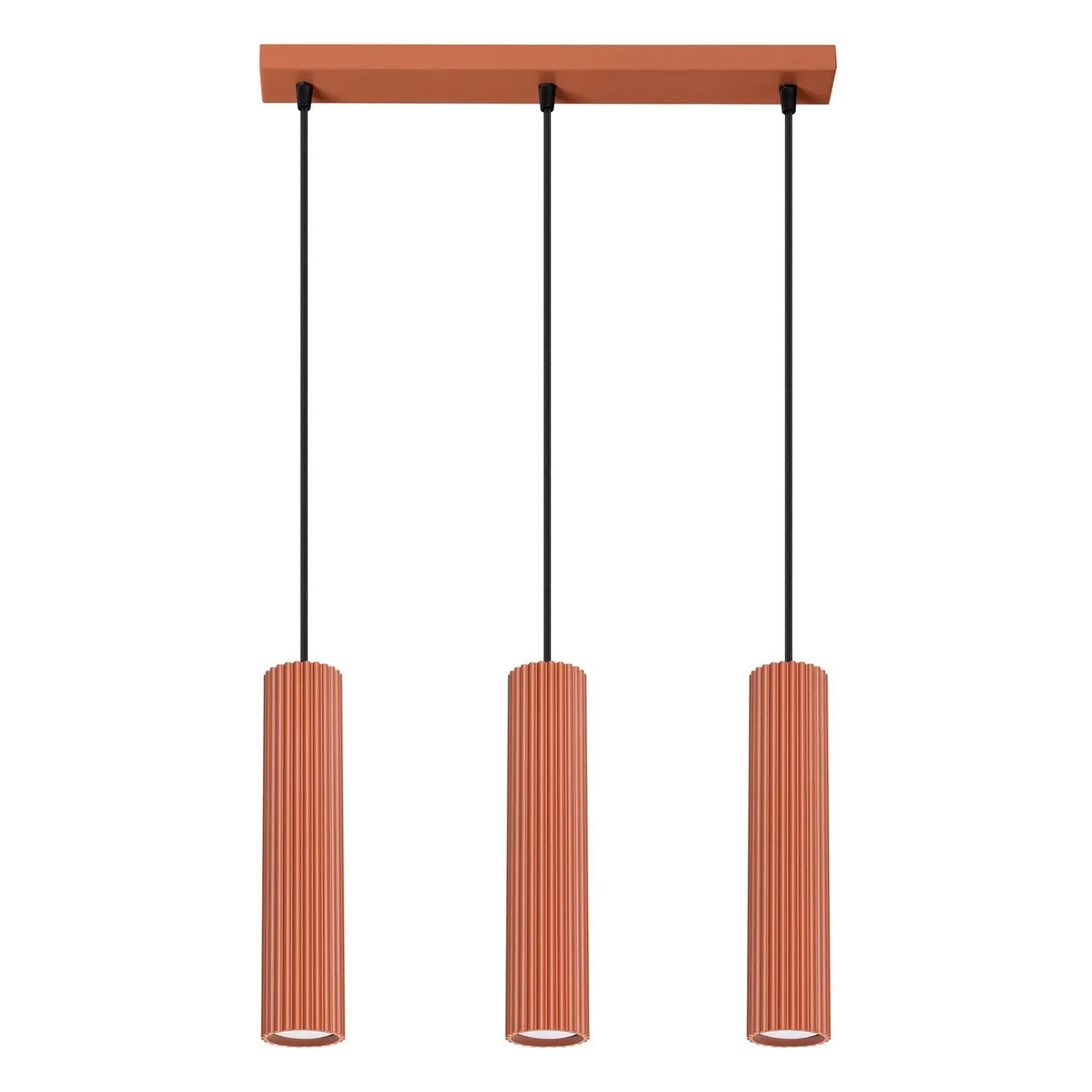 Licht-Erlebnisse Pendelleuchte 3-Flammig GU10 45 CM Breit Aluminium In Ockerrot Länglich Modern
