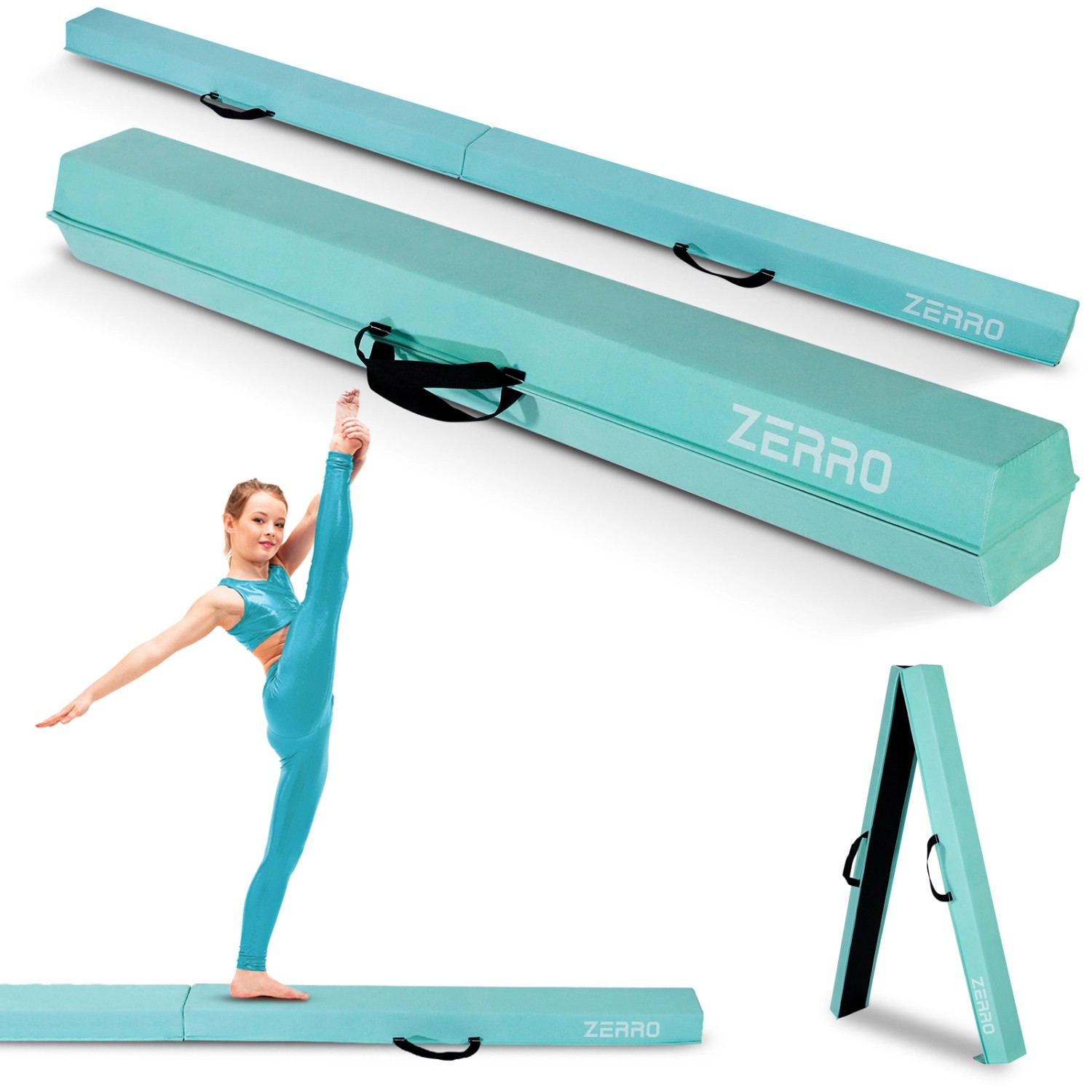 CCLIFE Schwebebalken 270cm Balken Turnen Faltbare Turnbalken Gymnastik Balance Grün