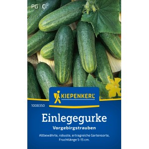 Kiepenkerl Einlegegurken "Vorgebirgstrauben", grüne Gurken auf der Packung.