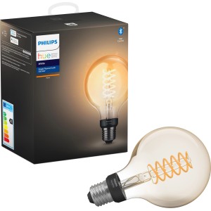Philips Hue Filament Globe LED-Lampe E27, 7W. Vintage-Look für stimmungsvolles Licht.