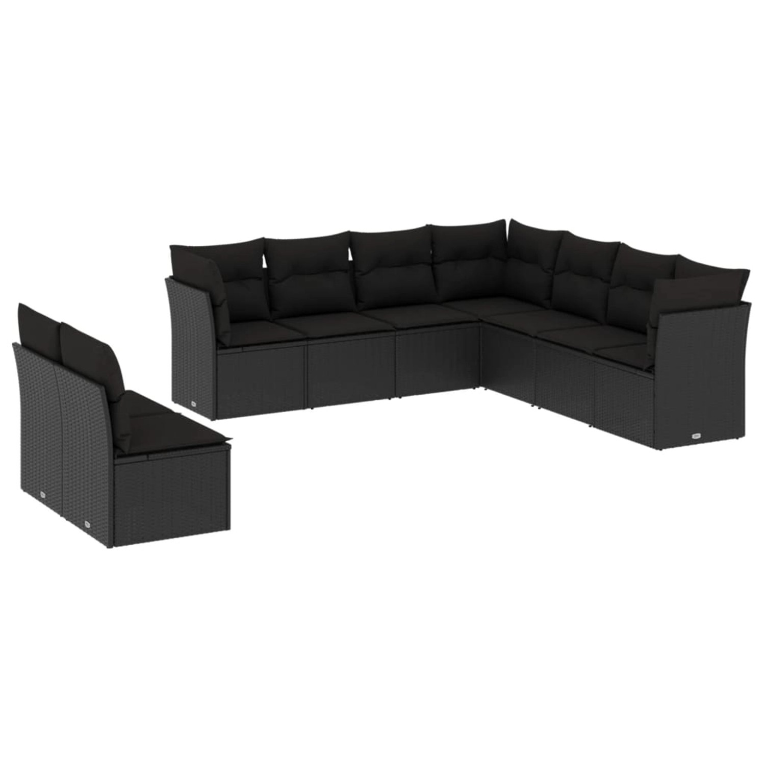 vidaXL 9-tlg Garten-Sofagarnitur mit Kissen Schwarz Poly Rattan Modell 50 günstig online kaufen