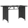 Schwarzer vidaXL Gartentisch mit Glasplatte, Poly Rattan, 110x68x70 cm.