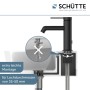 Schütte Waschtischarmatur Los Angeles, mattschwarz, Montage am Waschbecken mit Popup-Ablaufventil.