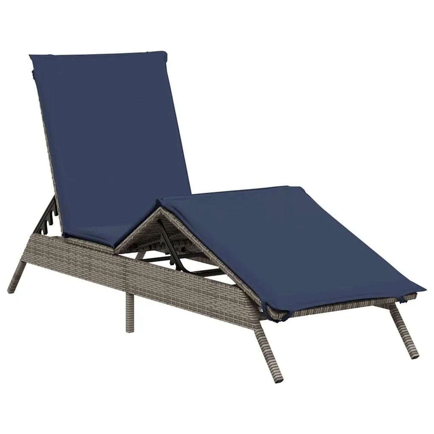 vidaXL Sonnenliege mit Kissen Grau Poly-Rattan 4002707 günstig online kaufen