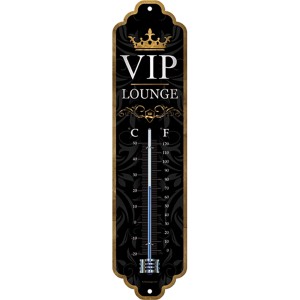 Nostalgic-Art Thermometer "VIP Lounge" in Schwarz, 28x6,5cm, Retro-Design.
