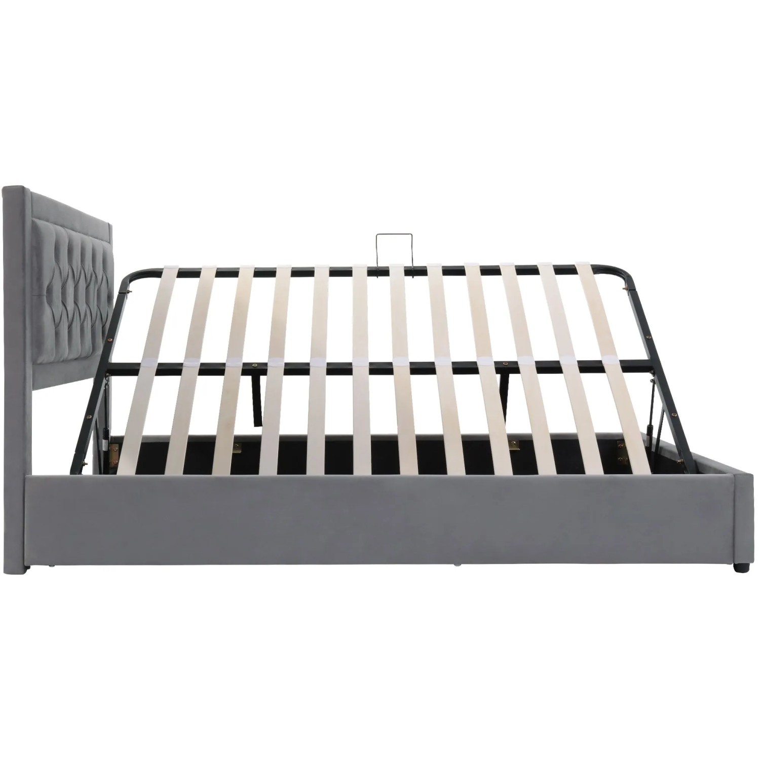 okwish Polsterbett 140x200cm mit Abhebbarem Bettkasten Schlafzimmer Grau ohne Matratze