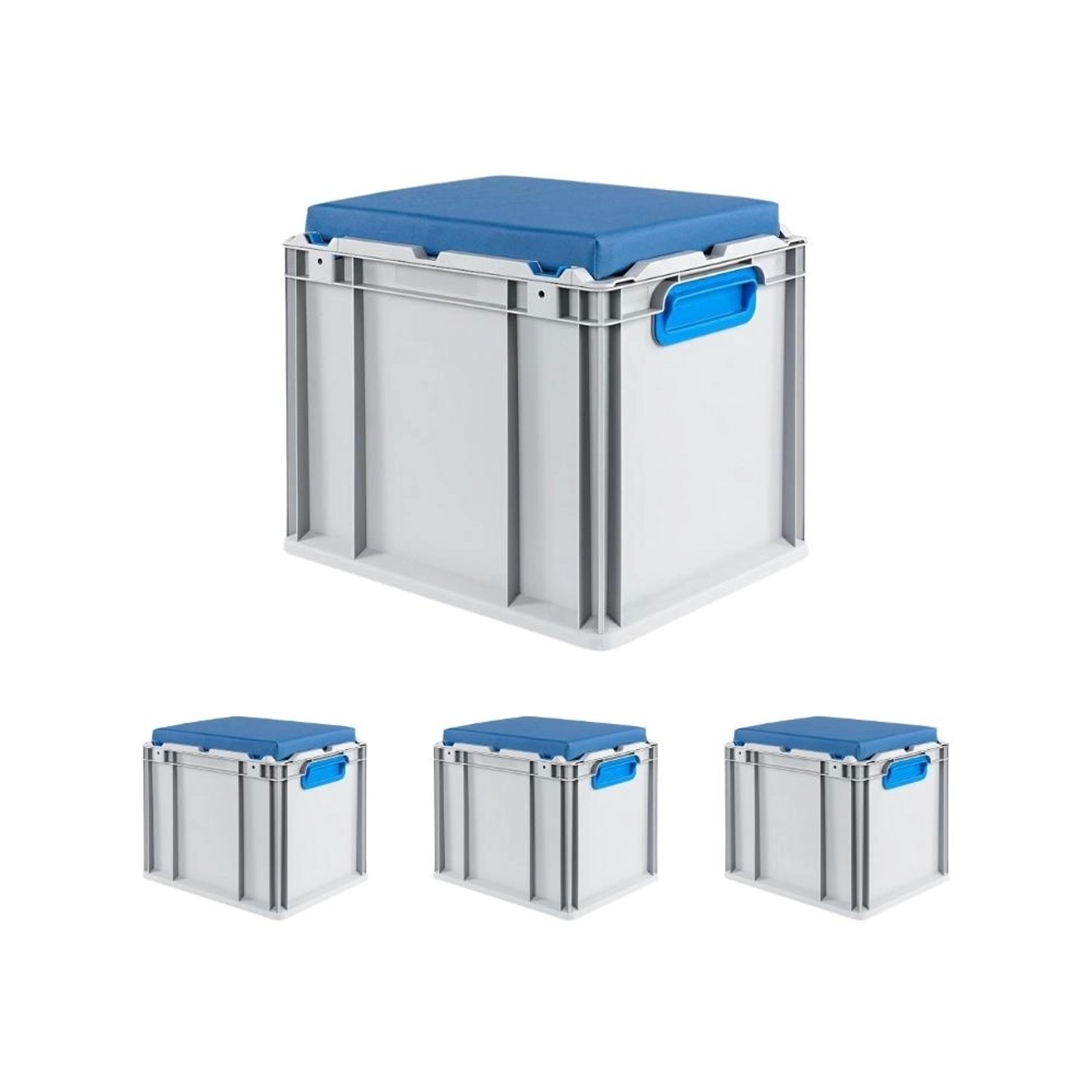 SparSet 4 x Eurobox NextGen Seat Box Blau HxBxT 36,5 x 30 x 40 cm 30 Liter Griffe Geschlossen Eurobehälter Sitzbox Trans...