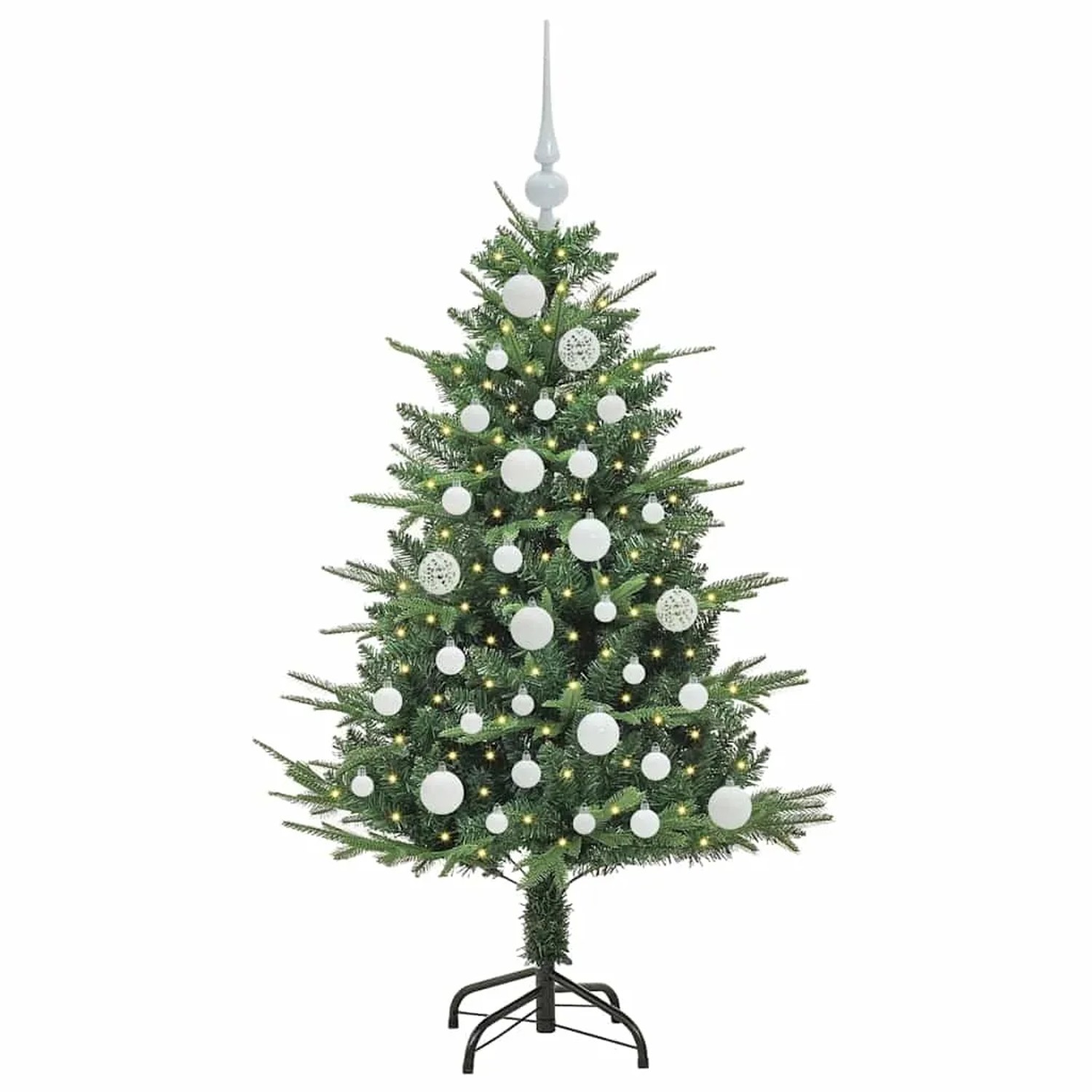 vidaXL Künstlicher Vorbeleuchteter Weihnachtsbaum mit Kugelset Grün 3395329
