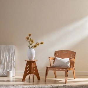 Brauner SoBuy Beistelltisch/Nachttisch HFBT01-K-BR aus Holz mit Zapfenverbindungen im Wohnzimmer.