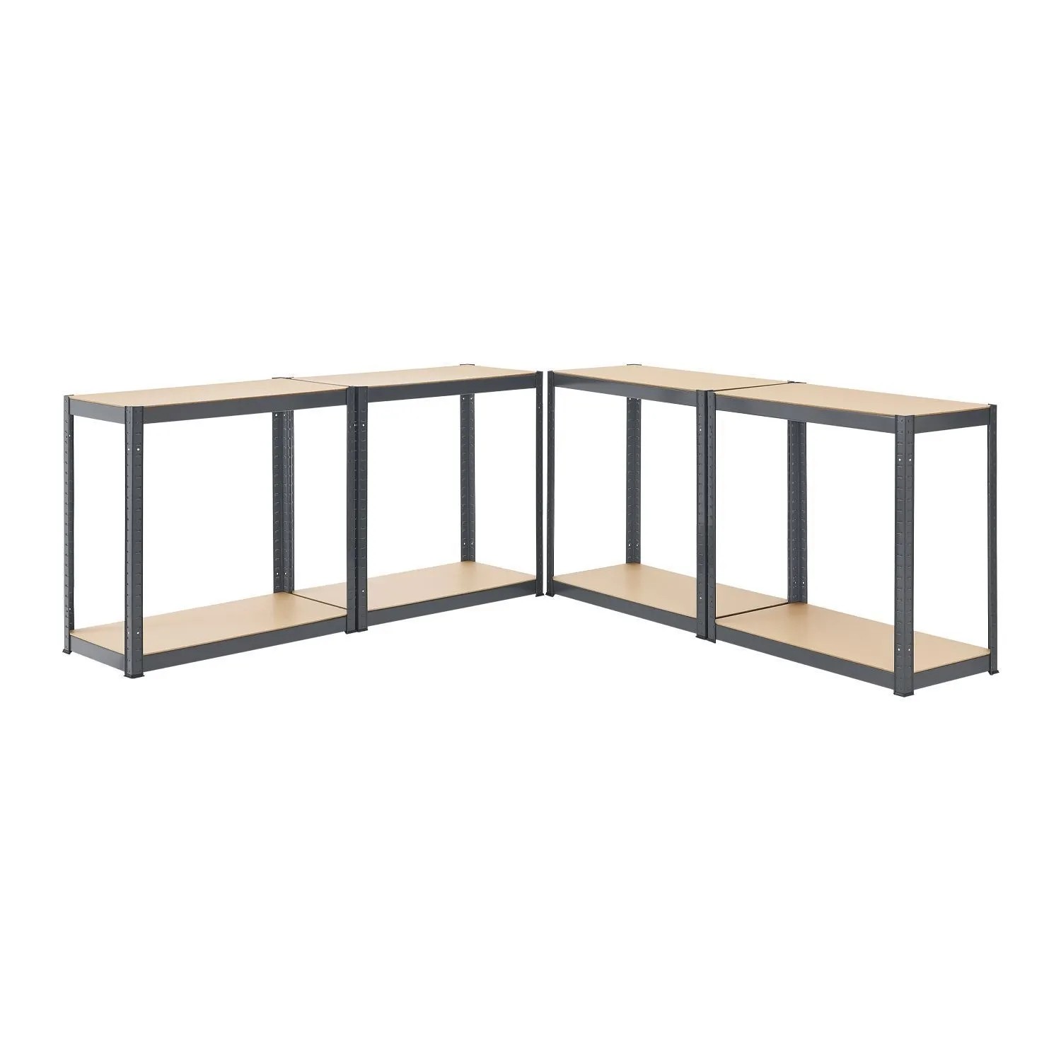 Juskys 2er Set Lagerregale Easy, 160x80x40 cm, grau, mit MDF-Holzböden und verzinktem Metallrahmen.