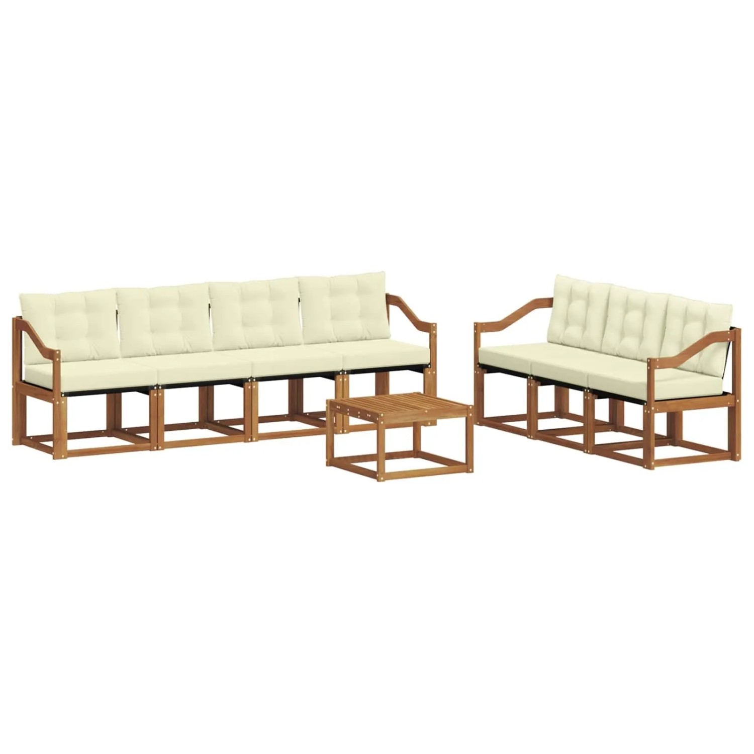 vidaXL Outdoor-Sofagarnitur mit Kissen 8-Tlg Natur und Creme 3368481