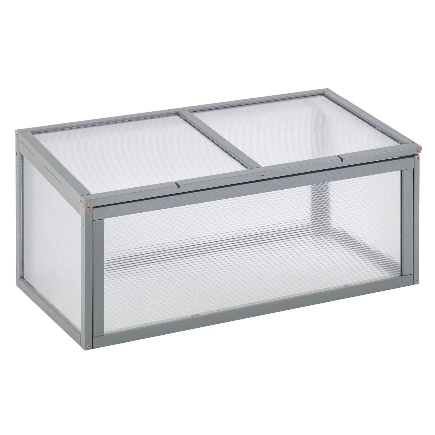 Outsunny Frühbeet mit Abdeckung aus Holz Polycarbonat Wetterfest Grau 90 x 46 x 40 cm