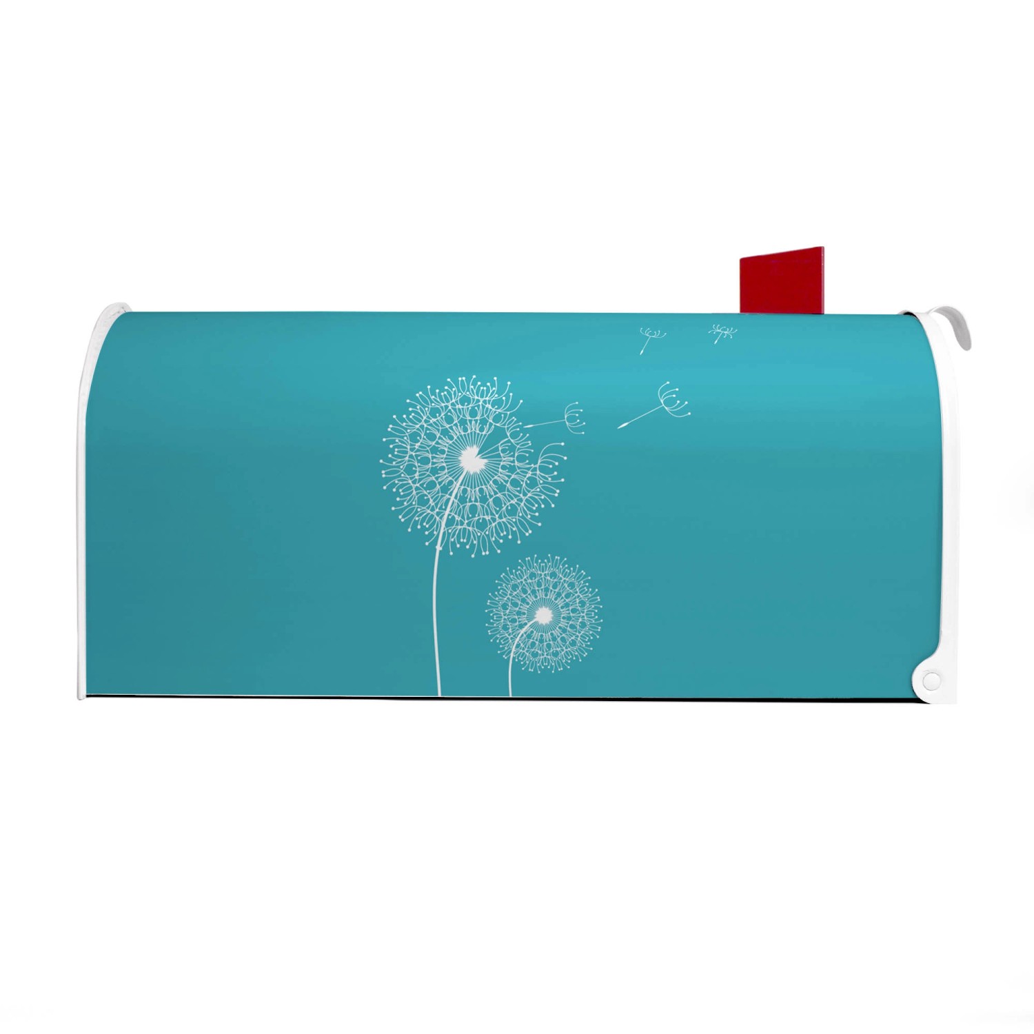 Türkiser Banjado US Briefkasten mit Pusteblumen Motiv, Stahl pulverbeschichtet.