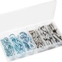 120-teiliges Haken-Set mit Schraubhaken und Dübeln in Sortierbox für Verbindungsbeschläge.