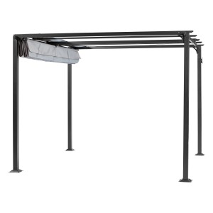 Grauer Pavillon Texhoma 300x300 cm mit Faltdach. Eleganter Sonnenschutz für Garten oder Terrasse.