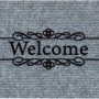 Graue Ripsmatte „Welcome“ 40x60 cm für den Innenbereich, mit rutschfester Rückseite.