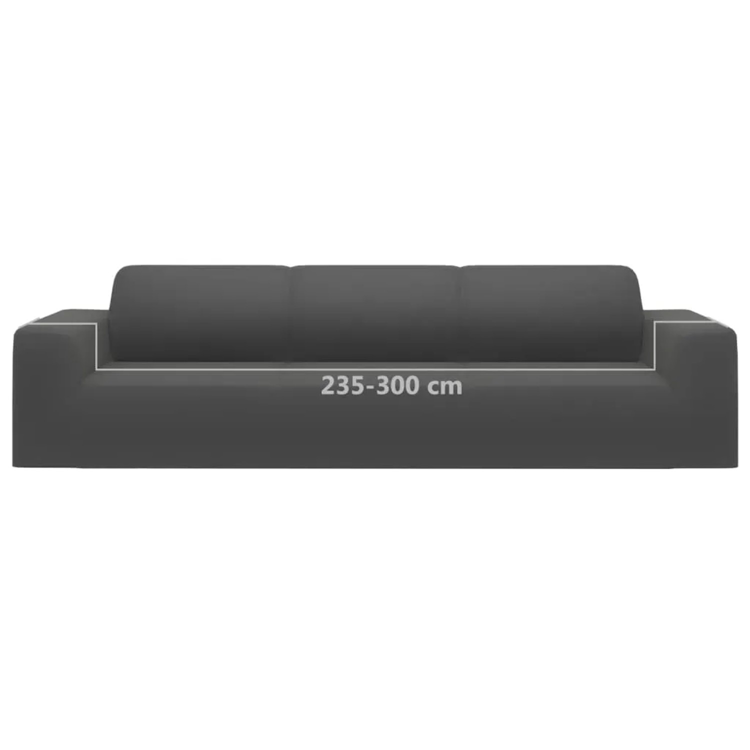 Anthrazitfarbene Stretch Sofahusse für 4-Sitzer Sofa (235-300cm) aus Polyester-Jersey.