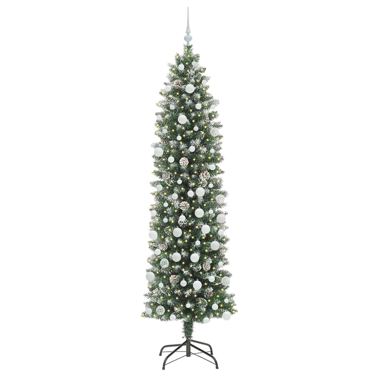 vidaXL Künstlicher Schlanker Weihnachtsbaum Grün und Weiß 210 cm 3395308