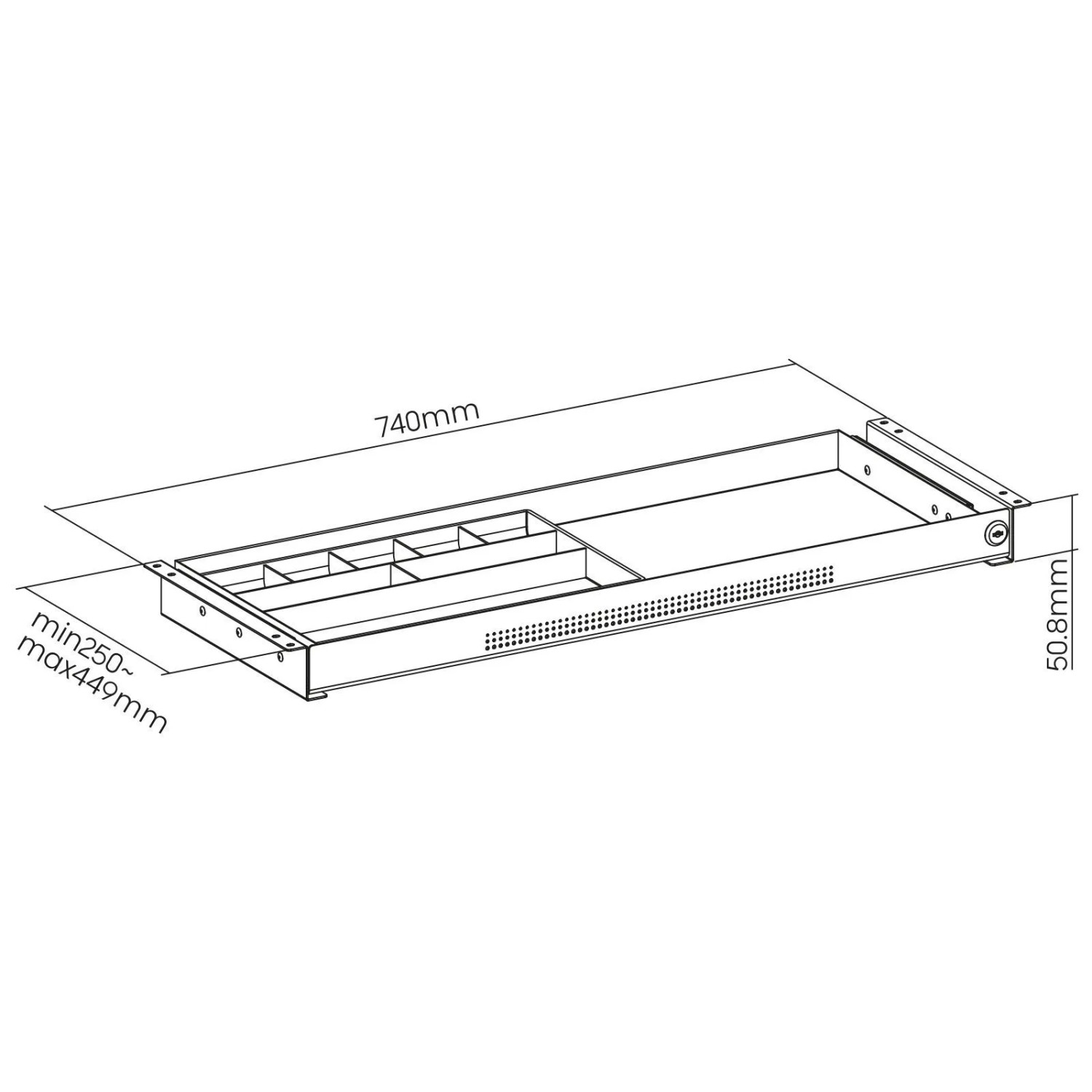 SOTECH CAVO Dokumentenschublade Abschließbar Aus Stahl 740 x 250 mm inkl. Schubladeneinsatz Schwarz Unterbauschublade_6