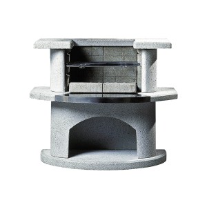 Buschbeck Grillbar Venedig mit Quarzstruktur und Edelstahl-Simsplatte.