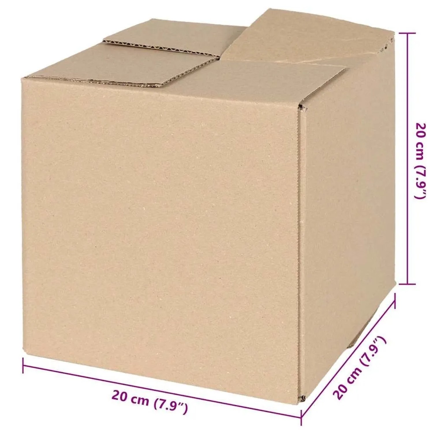 vidaXL Faltbox mit Speicher 50 Stk Natur 20 x 20 x 20 cm Karton 4106564_5