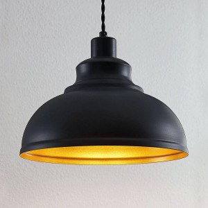 Lindby Pendelleuchte Albertine 9624351 Retro Vintage Antik in Schwarz aus Metall 1-flammig E27 Wohnzimmerleuchte