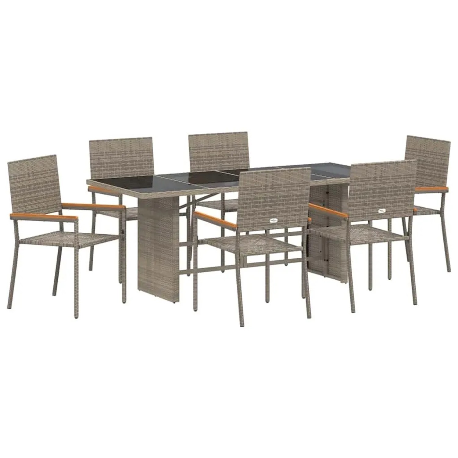 vidaXL Garten Essgruppe 7-Tlg Grau Poly-Rattan 3365425 günstig online kaufen
