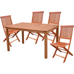 5-teiliges Gartenmöbel-Set Angwin-Pittsburgh aus Teak (FSC®): Tisch und vier Klappstühle.