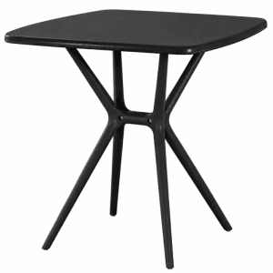Schwarzer eckiger DELUKE Gartentisch SVEN aus Kunststoff, 72x72cm. Moderner Balkontisch für Outdoor.