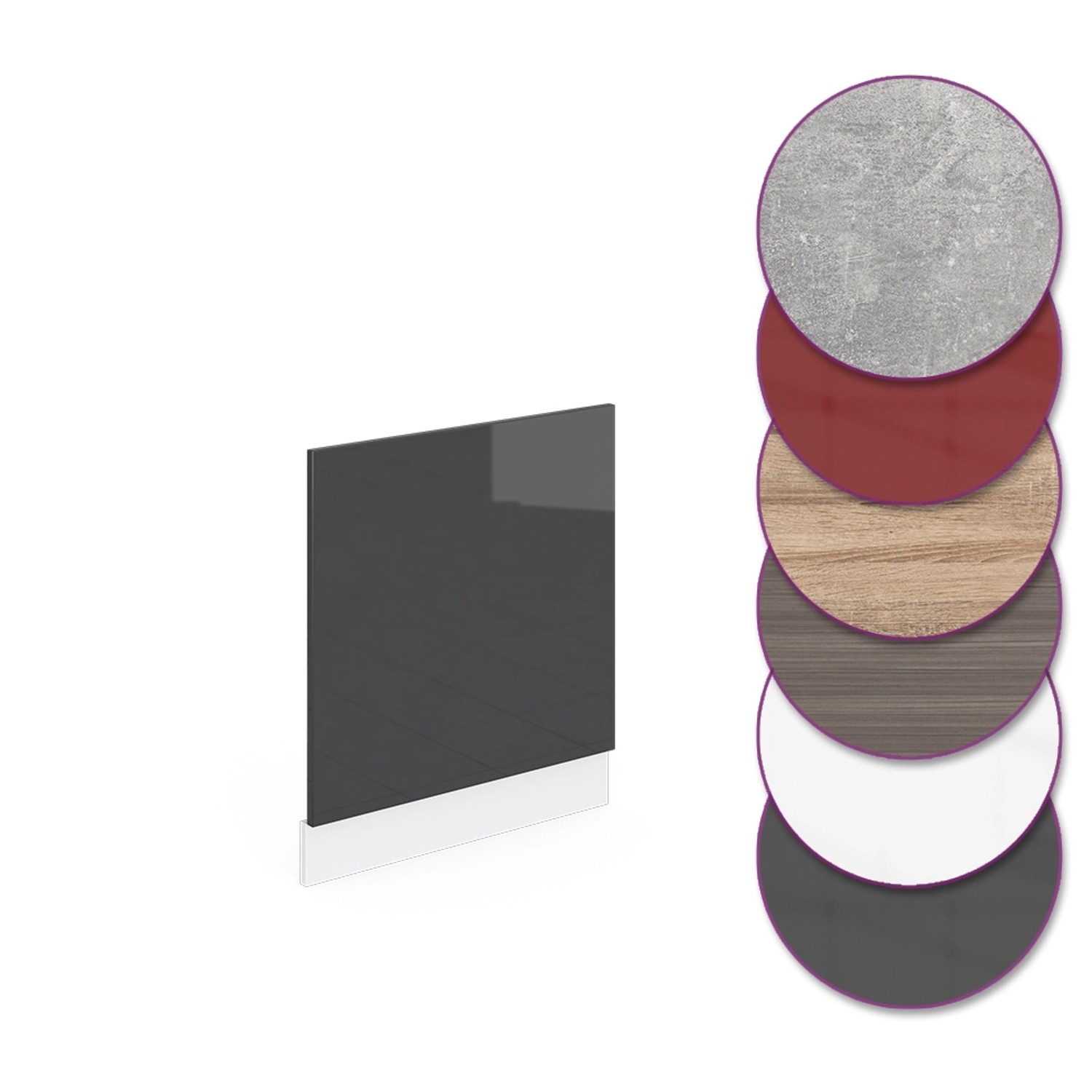 Vicco Frontblende für Geschirrspüler, Anthrazit Hochglanz/Weiß, 60 cm, AP Marmor, Küchenschrank.