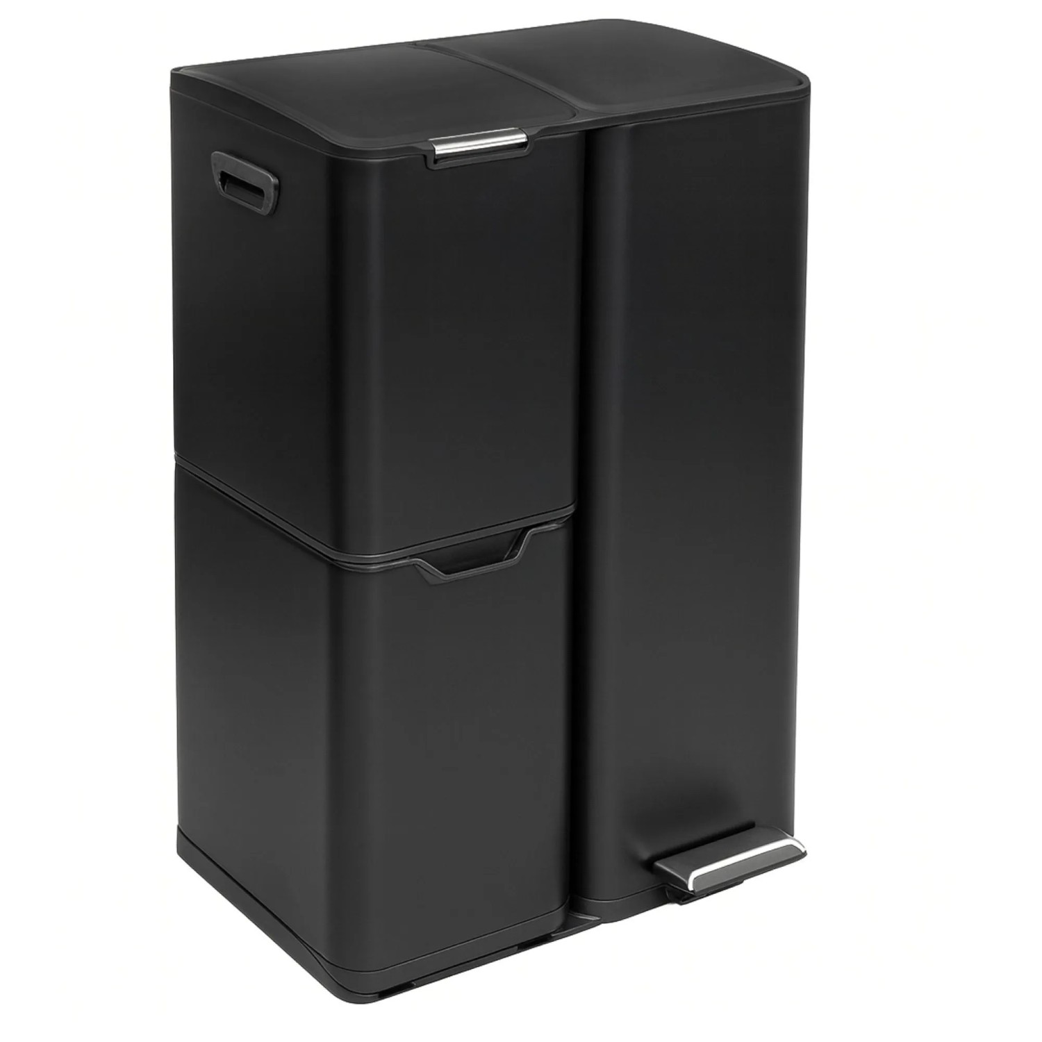osoltus 3 Fach Sortierer Mülleimer Petrona 13L + 17L+ 30L Schwarz Lackiert