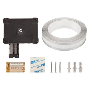 Windhager Schneckenabwehr e-Fence 10m: Steuergerät, Barriereband, Batterien, Schrauben und Dübel.