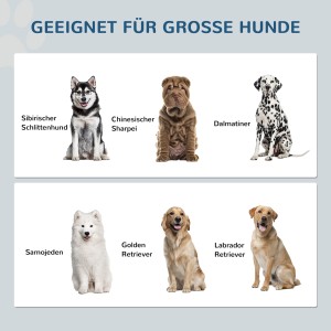 Geeignet für große Hunde: Illustration verschiedener Hunderassen.