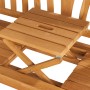 Detailansicht der Landhausbank Usedom mit ausgeklapptem Picknicktisch aus geöltem Eichenholz.