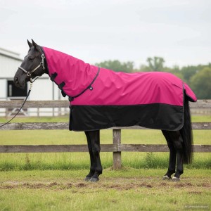 Rosa-schwarze Pferdedecke von vidaXL, atmungsaktiv und wasserdicht, für optimalen Schutz.