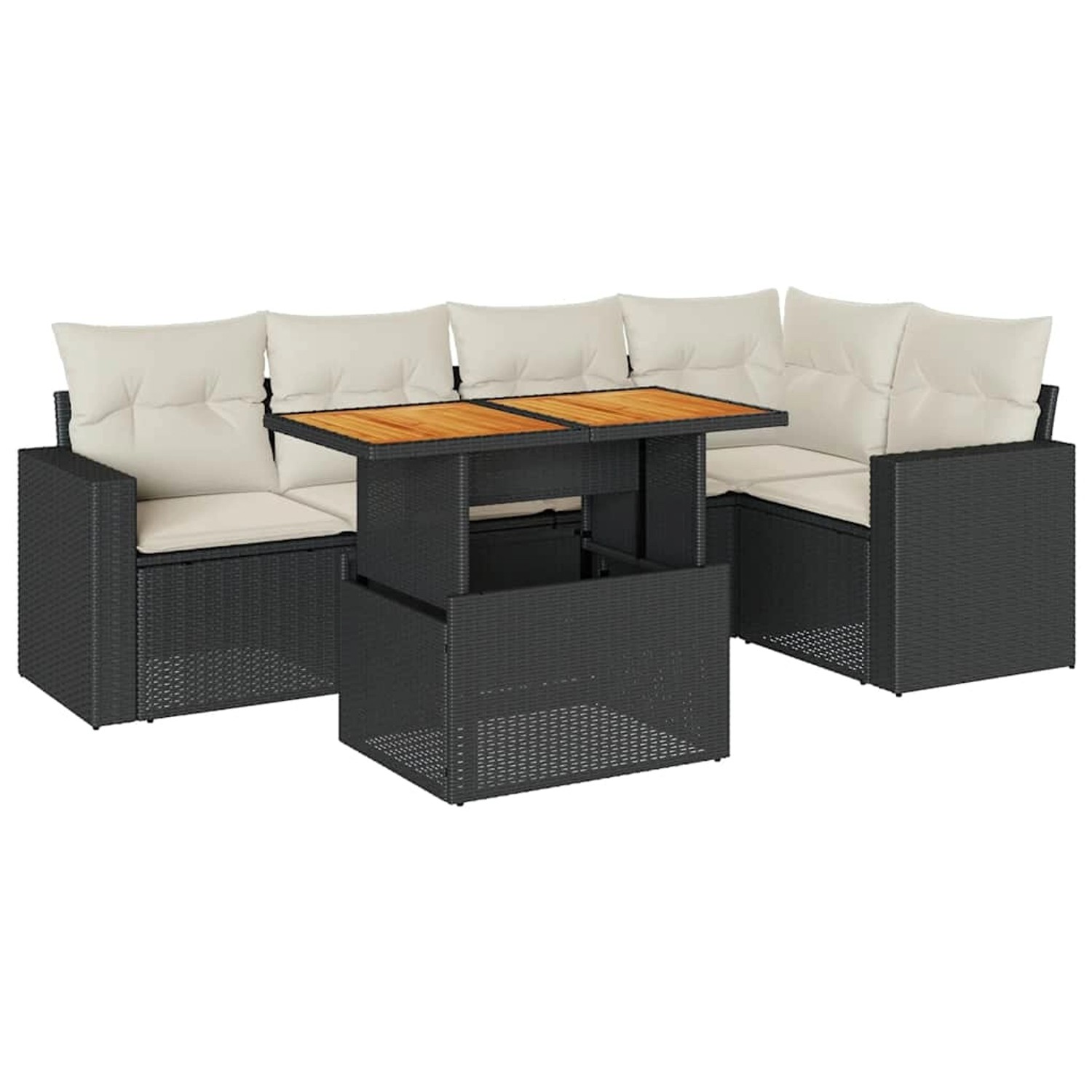 vidaXL 6-Tlg Garten-Sofagarnitur mit Kissen Schwarz Poly Rattan 3327038 günstig online kaufen