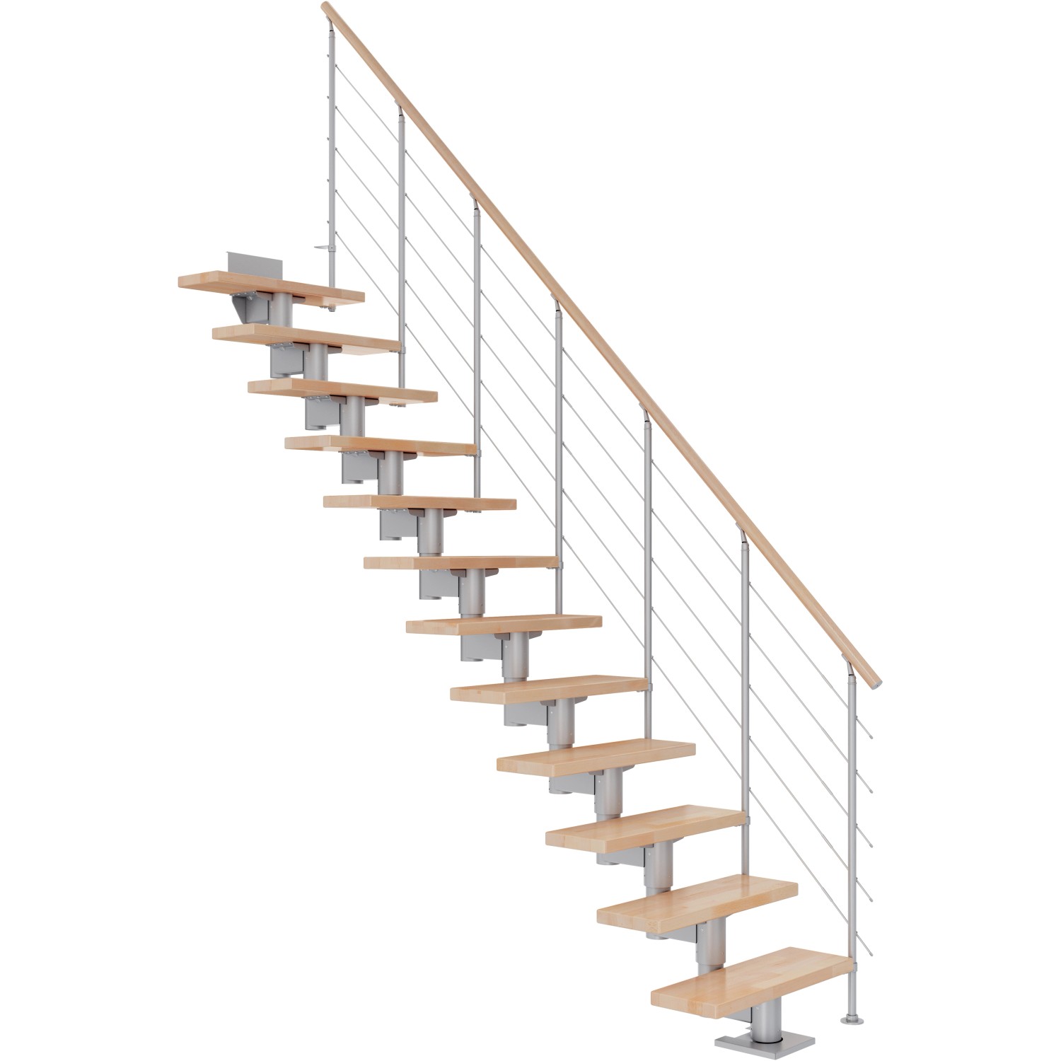 Dolle Mittelholmtreppe Cork Buche Perlgrau GH bis 270 cm Gerade 75 cm FSC günstig online kaufen