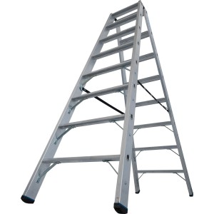 Krause Doppelleiter Stabilo mit 2x8 Stufen, belastbar bis 225 kg, für sicheren Stand.