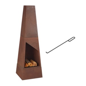 Relaxdays Gartenkamin Cortenstahl Braun Mit Aschefach 149 cm x 45 cm x 45 cm 25,2 kg