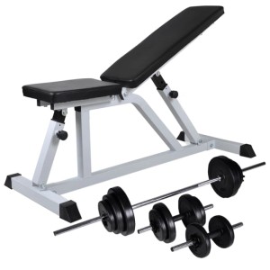 vidaXL Hantelbank mit Langhantel und Kurzhantel Set 30,5 kg 275350