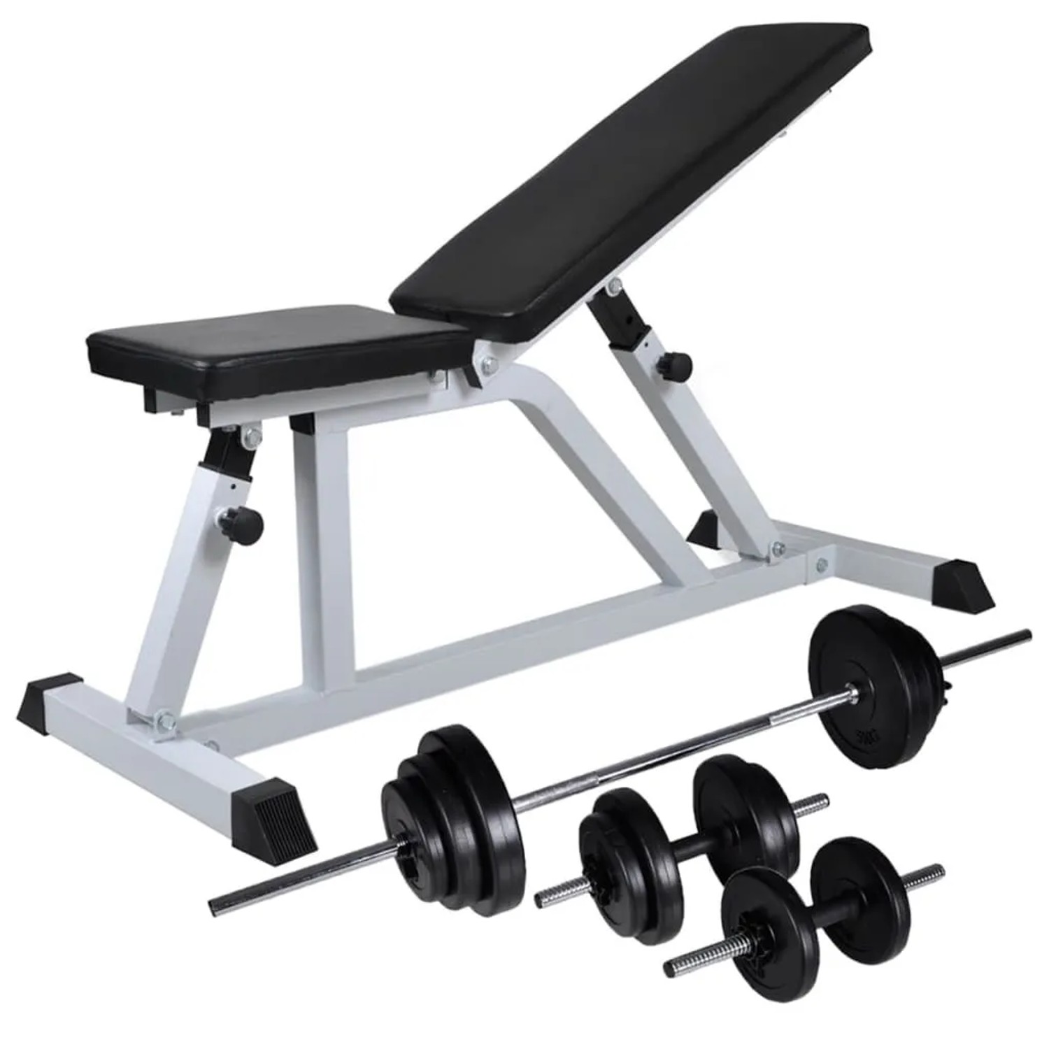 vidaXL Hantelbank mit Langhantel und Kurzhantel Set 30,5 kg 275350
